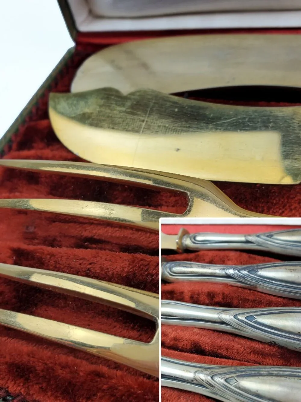 Antique Jugendstil 4 Piece German Serving Set Silver 800 Vermeil Berlin In Case